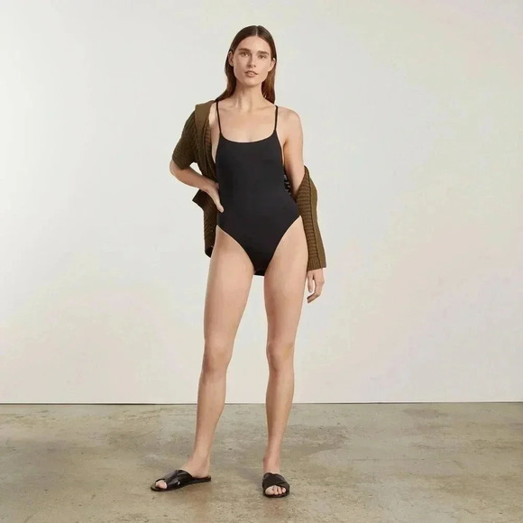 NWOT Everlane The String One-Piece ReNew‎ Swimsuit In Black Minimalist XXL - Picture 1 of 10